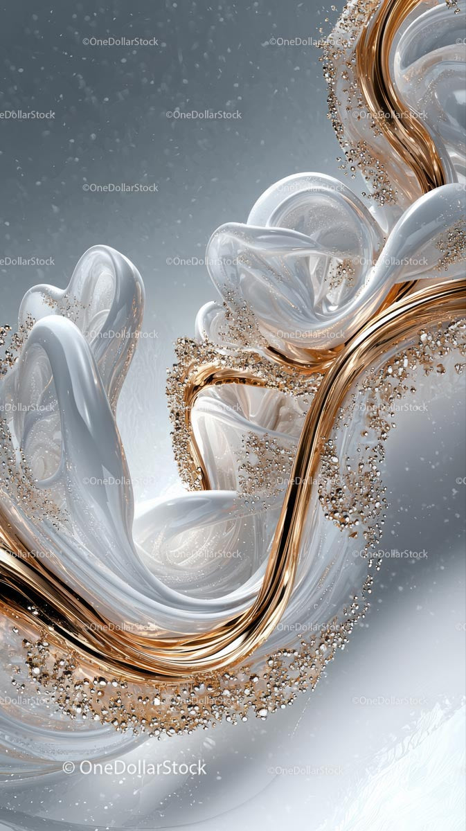 Elegant Abstract Glass Swirls with Gold Accents for Modern Design