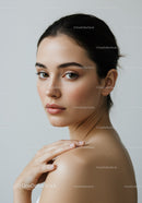 Elegant Portrait of Young Woman with Flawless Skin and Natural Beauty