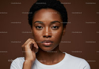 Close-up Portrait of Elegant African American Woman with Freckles