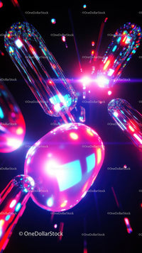 Futuristic Neon Light Streaks and Glowing Abstract Shapes