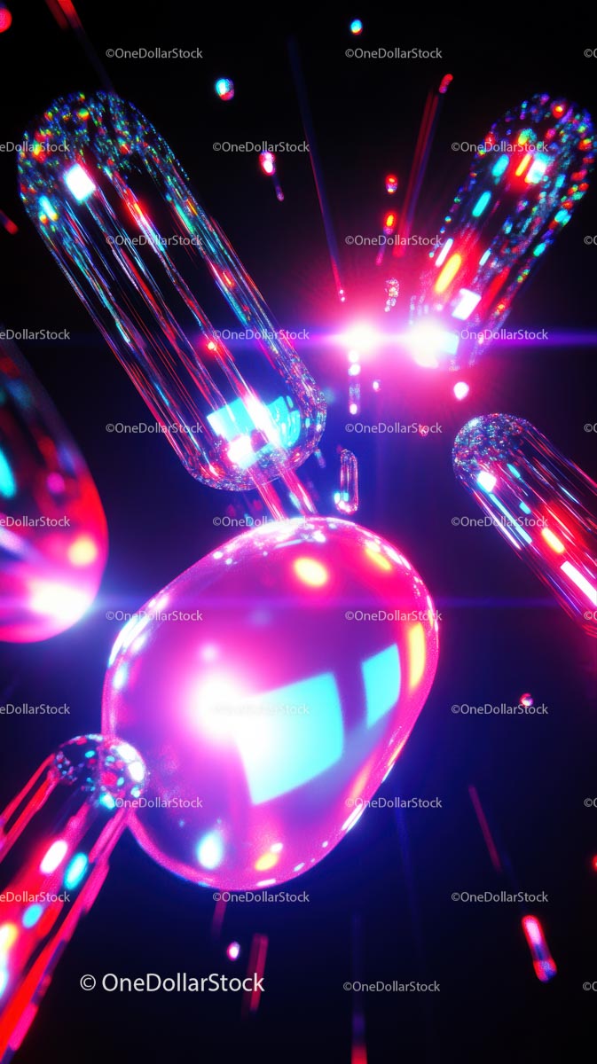 Futuristic Neon Light Streaks and Glowing Abstract Shapes