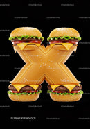 Creative Letter X made of Cheeseburger Ingredients