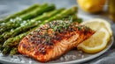 Grilled Salmon with Asparagus and Lemon Slices for Healthy Dining