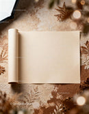 Rolled blank parchment on textured rustic background JPG Mockup Image preview