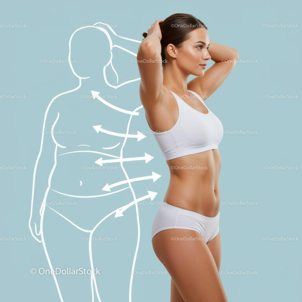Fitness Woman Toning Abdomen and Arms with Workout Pose
