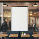 Cozy Cafe Interior with Blank Poster and Table Setup