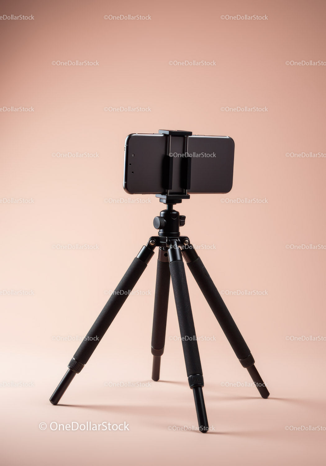 Smartphone Mounted on Tripod for Photography or Video Recording