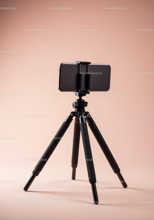 Smartfon zamontowany na statywie do fotografii i nagrywania wideo