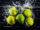 Fresh Green Apples Floating in Water with Splash Effect
