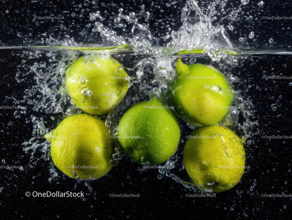 Fresh Green Apples Floating in Water with Splash Effect
