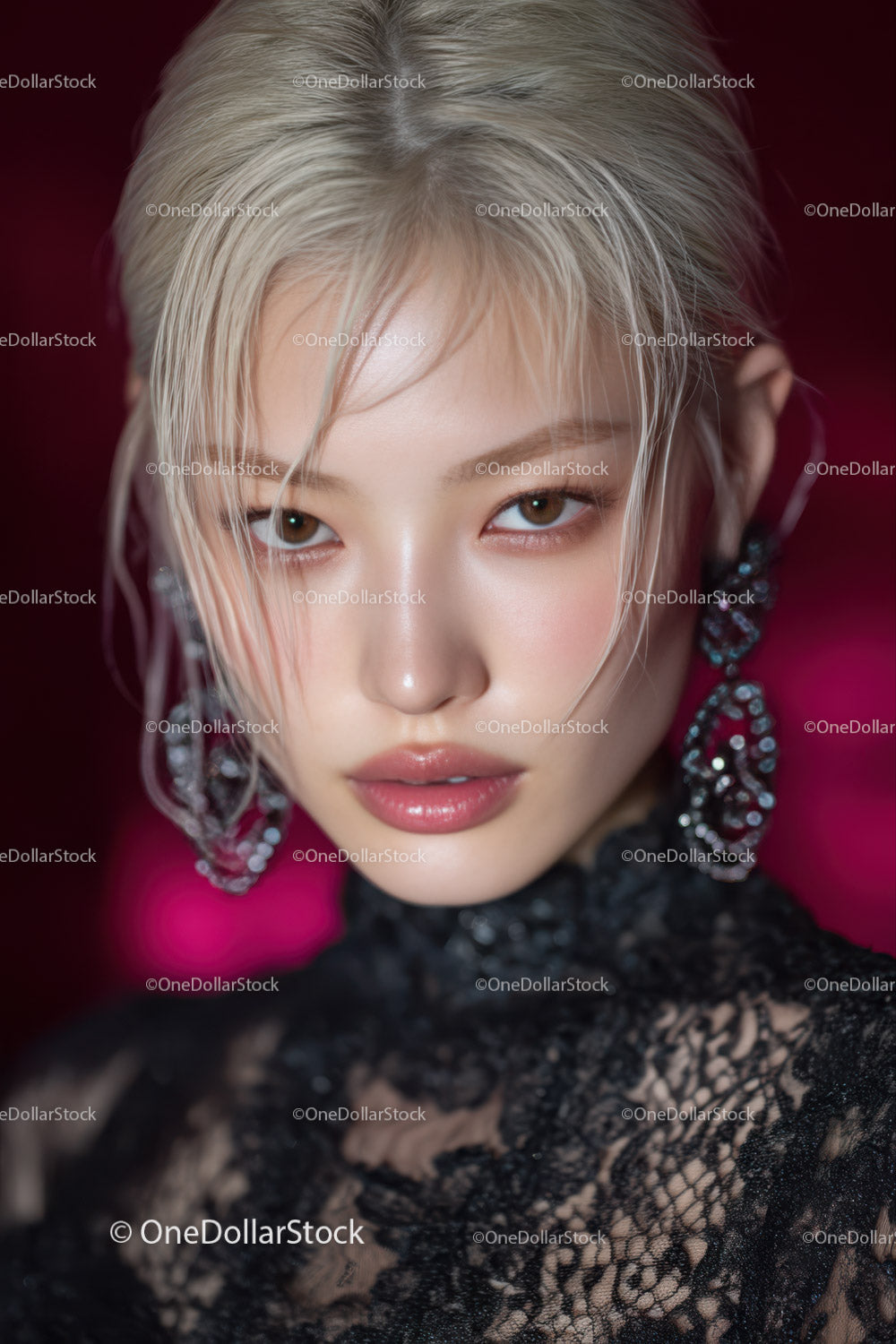 Glamorous Woman with Platinum Blonde Hair and Elegant Style