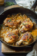 Savory Chicken Drumsticks with Onions in Skillet