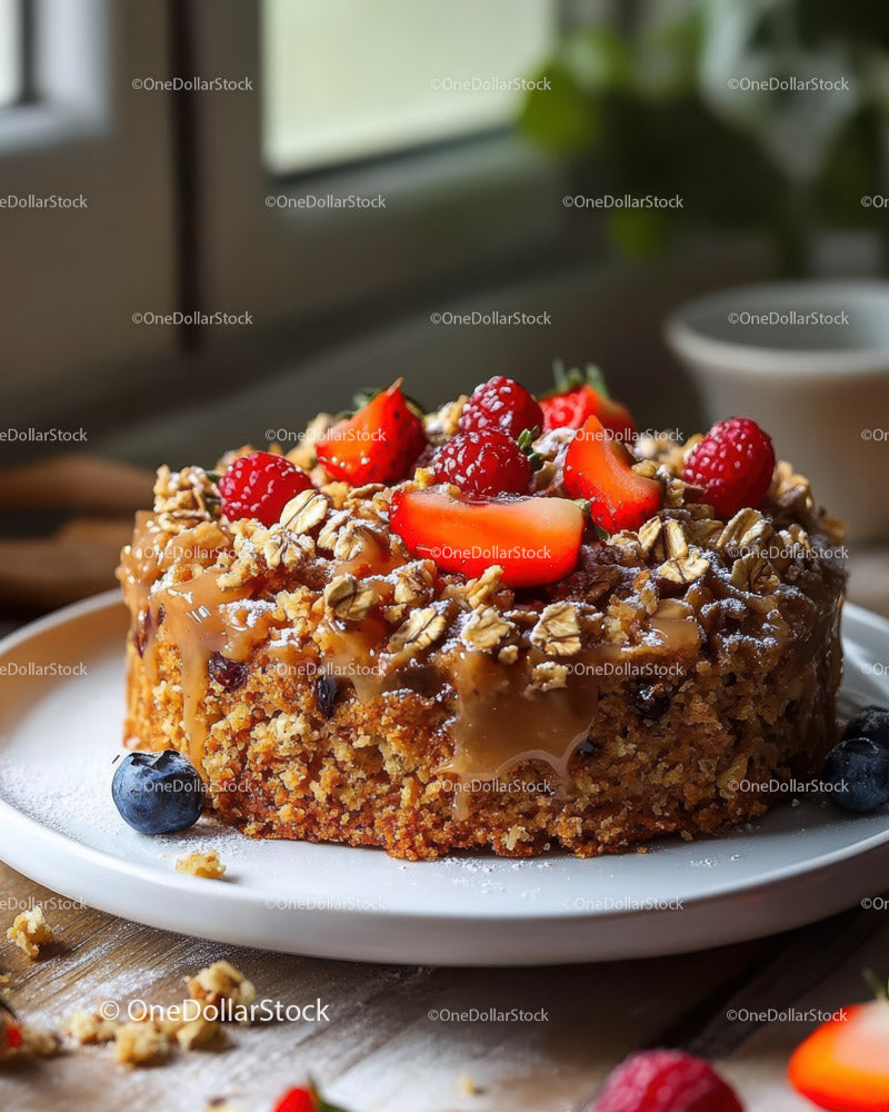 Delicious Fruit Cake with Fresh Strawberries and Berries