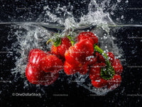 Vibrant Red Bell Peppers Underwater Splash for Fresh Food