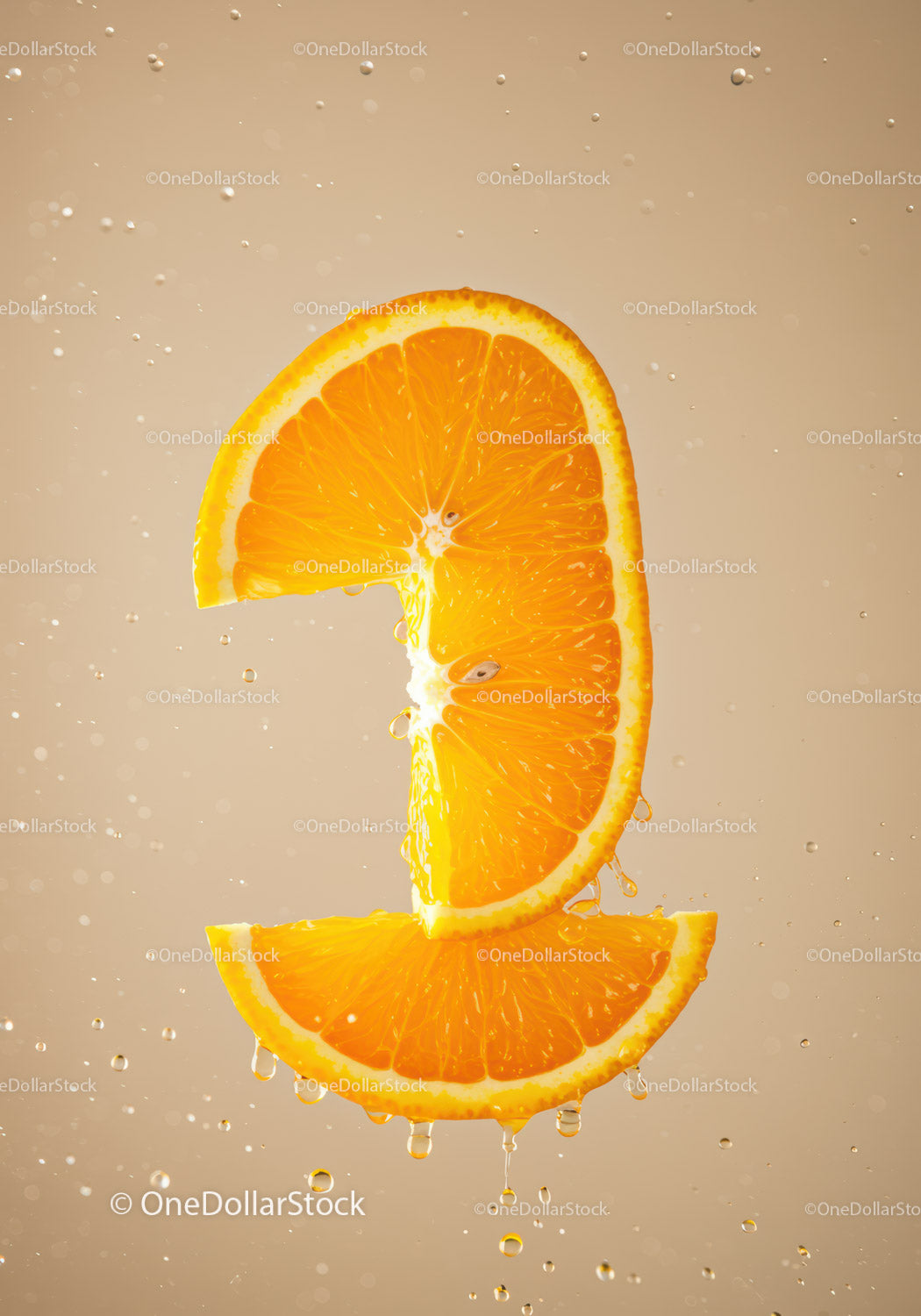 Juicy orange slices dripping with fresh juice