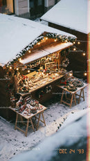 Cozy Christmas Market Stall with Handmade Decorations