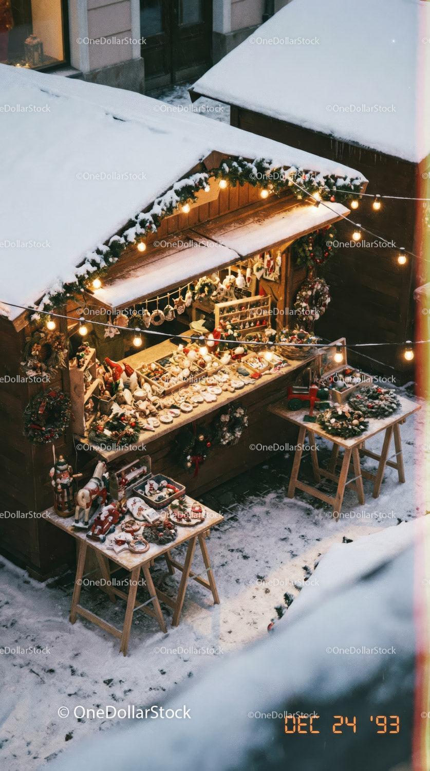 Cozy Christmas Market Stall with Handmade Decorations
