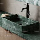 Elegant Green Marble Bathroom Sink with Black Matte Faucet for Modern Interiors
