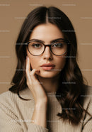 Young Woman Wearing Glasses in Professional Portrait with Elegant Style