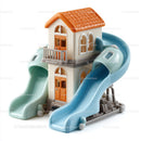 Cute Plastic Toy House and Slides for Kids Play Area