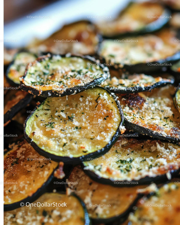 Close-up of Grilled Eggplant Slices Garnished with Herbs