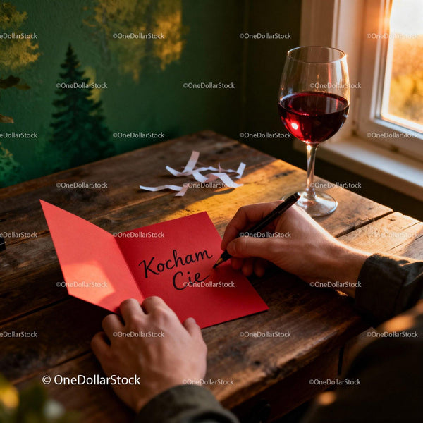 Writing a heartfelt love note by warm window light