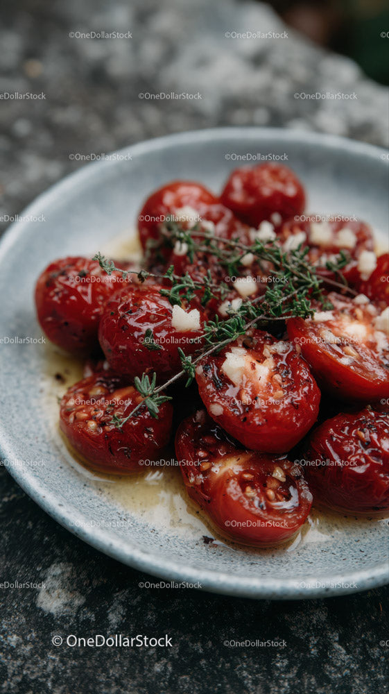 Vibrant Cherry Tomatoes with Fresh Herbs and Garlic
