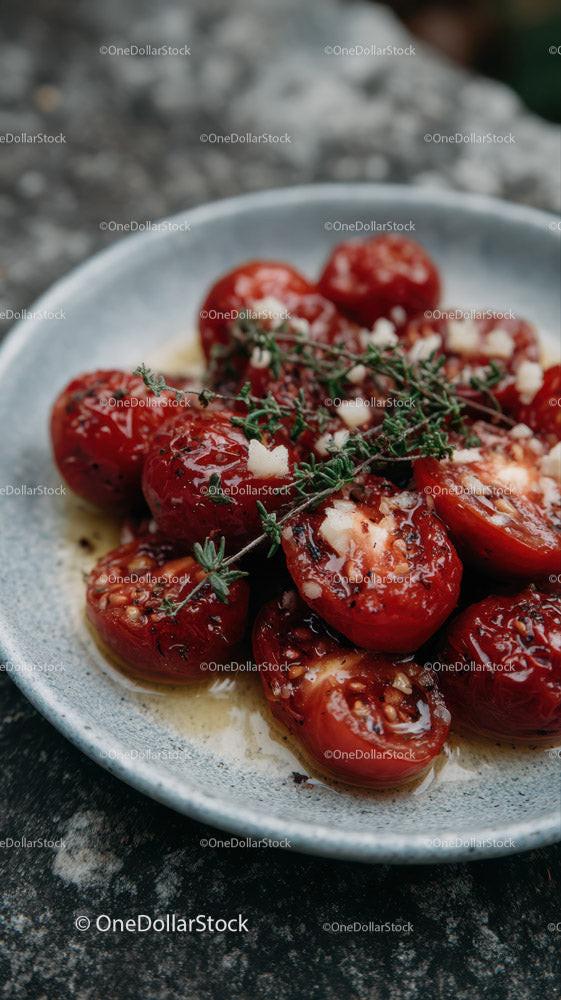 Vibrant Cherry Tomatoes with Fresh Herbs and Garlic