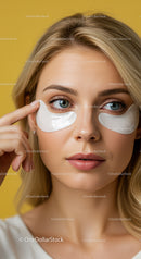 Close-Up of Young Woman with Eye Patches During Skincare Routine