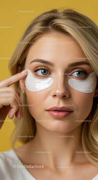 Close-Up of Young Woman with Eye Patches During Skincare Routine
