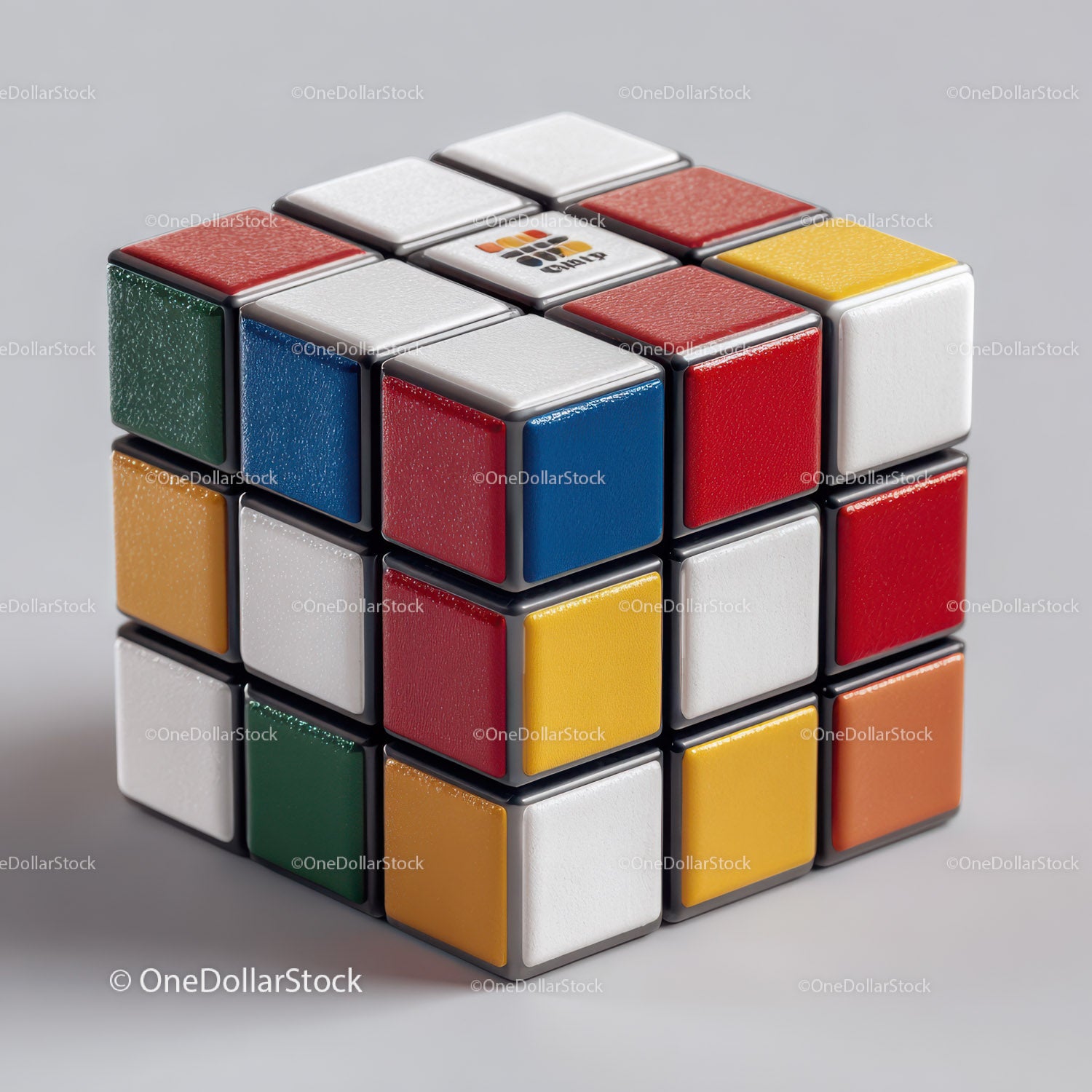 Colorful Rubik's Cube with Vibrant Red, Blue, Green, Yellow, and White Colors