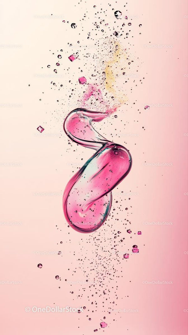 Vibrant Pink Liquid Splash with Water Droplets in Motion
