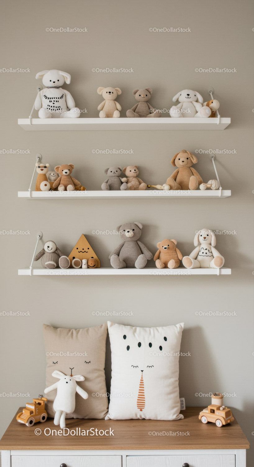 Children's Nursery with Plush Toys and Cozy Decor Featuring Animal Soft Toys