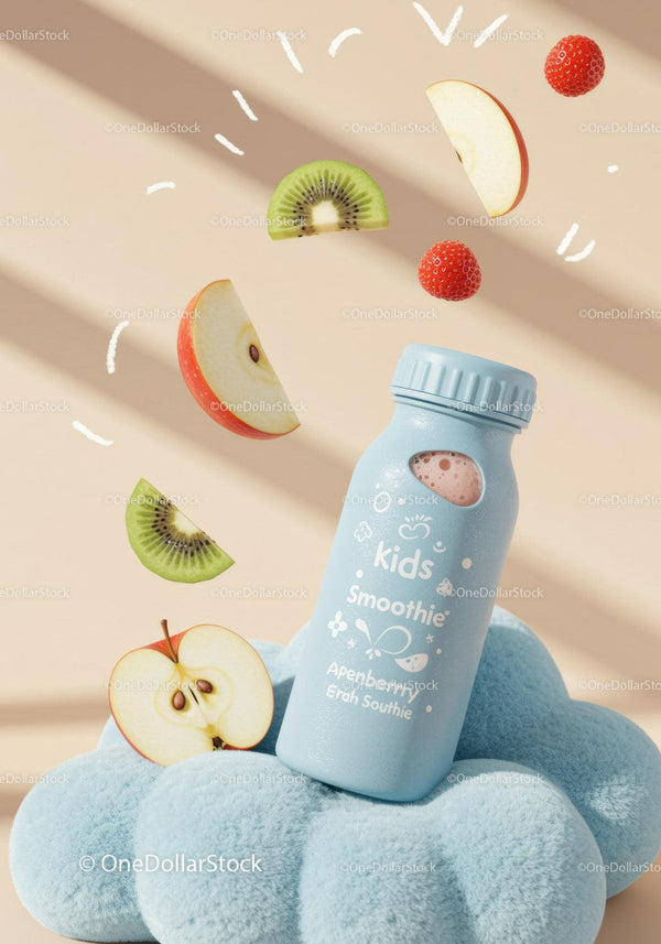 Butelka na smoothie dla dzieci z świeżymi owocami i miękką poduszką