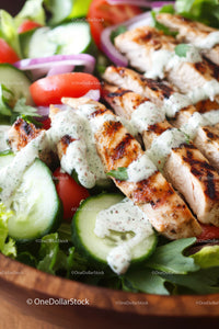 Grilled Chicken Salad with Fresh Vegetables and Creamy Dressing