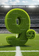 Grass Covered 9 Percent Symbol on Soccer Field
