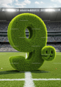 Grass Covered 9 Percent Symbol on Soccer Field