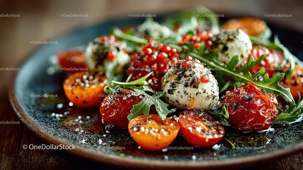 Fresh Cherry Tomato and Mozzarella Salad with Arugula