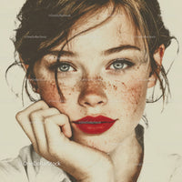 Portrait of a Young Woman with Freckles and Blue Eyes