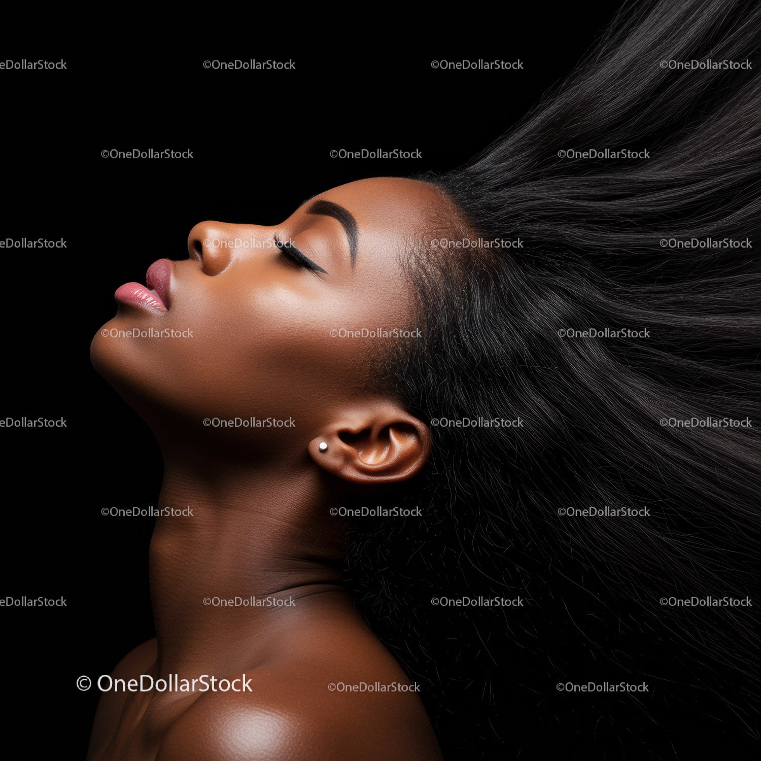 Side profile of confident woman with flowing hair