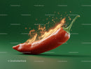 Red Chili Pepper with Fire Effect in a Dynamic Scene