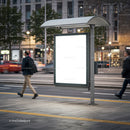 Illuminated Urban Advertising Display at Evening Crosswalk