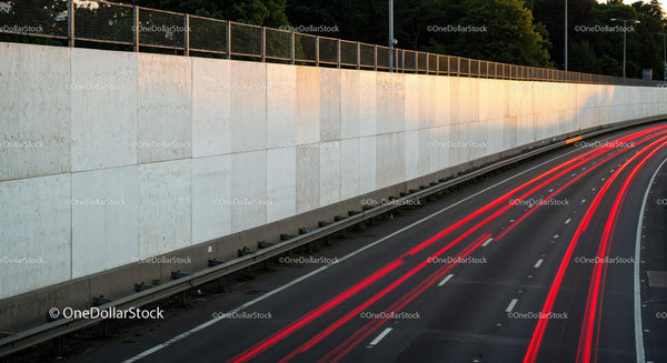 Long Exposure Light Trails on a Modern Highway at Night JPG Mockup Image