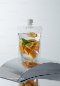 Fresh citrus infused water in resealable pouch