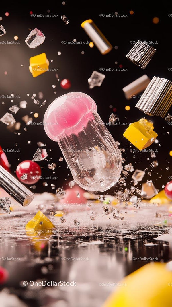 Falling Capsule and Pills with Colors in Mid-Air for Medicine Concept