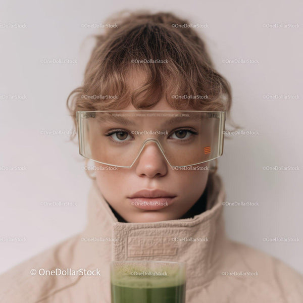 Young Female Scientist with Protective Goggles Conducting Chemistry Experiment