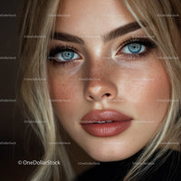 Close-Up of Beautiful Woman with Blue Eyes and Blonde Hair