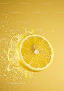 Fresh Lemon Slice Splashing in Clear Water