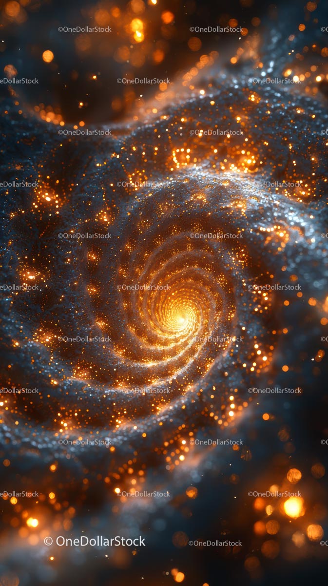 Spiral Galaxy Vortex with Bright Cosmic Dust and Glowing Stars
