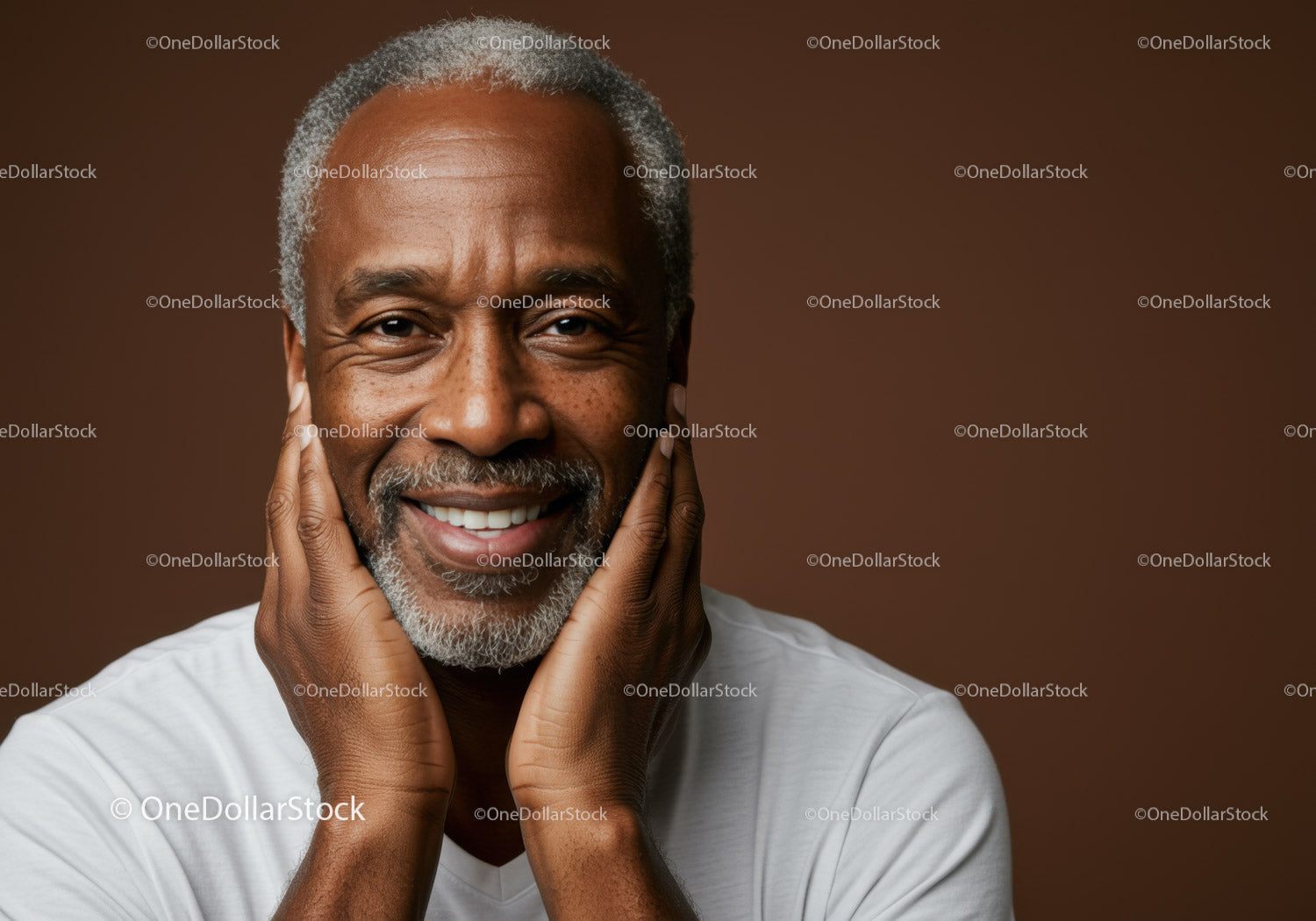 Smiling Elderly Man with Gray Hair and Warm Expression
